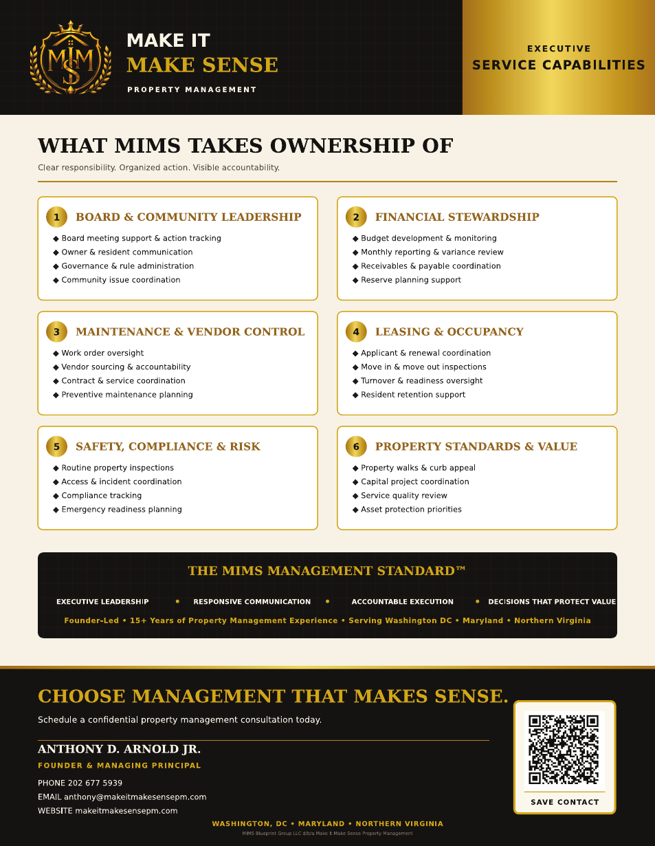 Back page of The MIMS Executive Property Management Guide