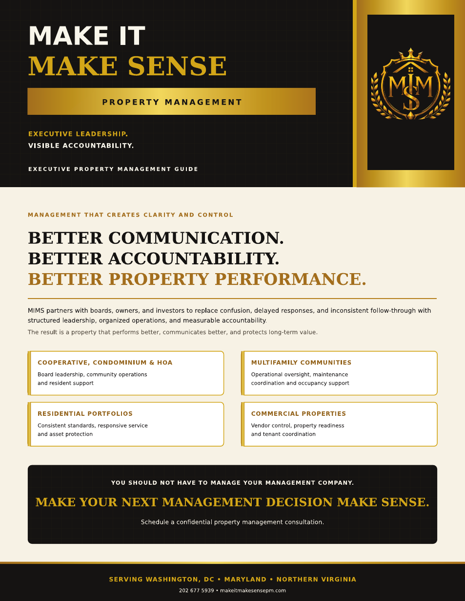 Front page of The MIMS Executive Property Management Guide